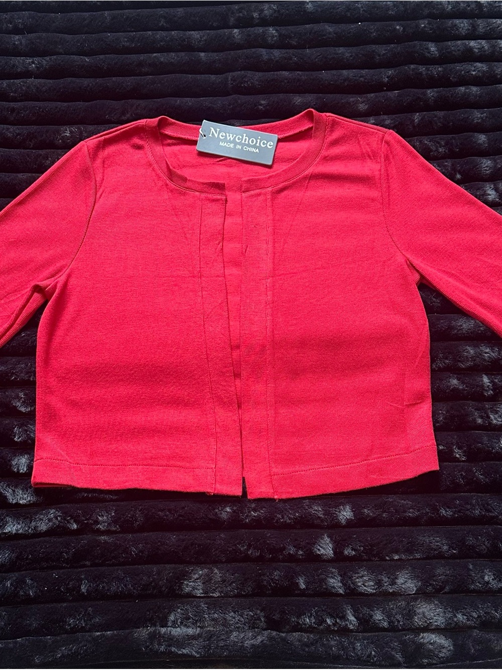 Newchoice Red Open Front Knit Cardigan 3/4 Sleeve Size Medium NWT